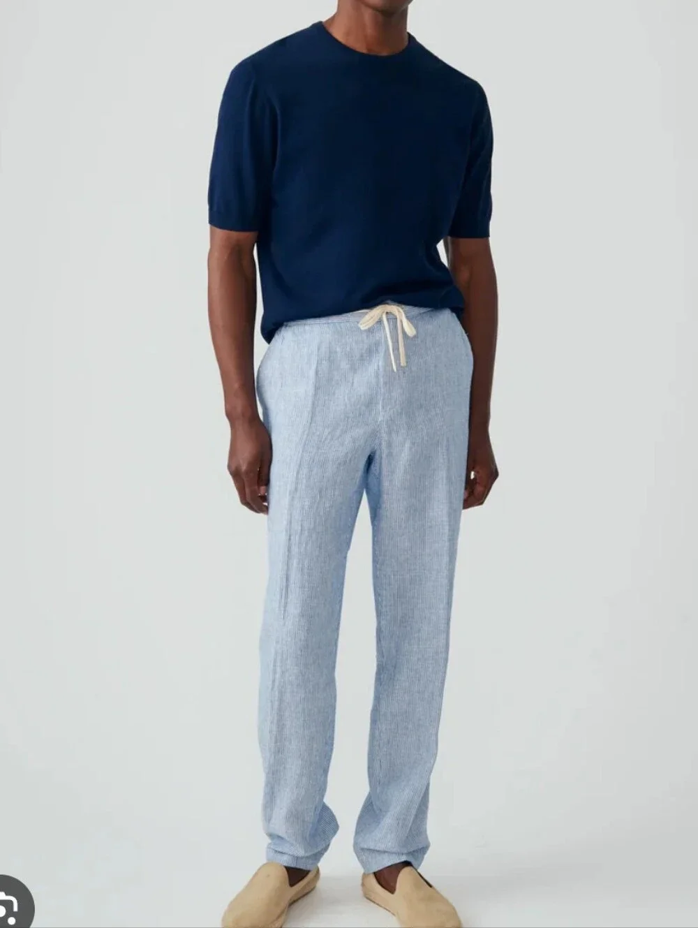 J. McLaughlin Blue & White Striped Linen Pants